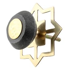 Grey Electrum Plate Round Stone Cabinet Knobs